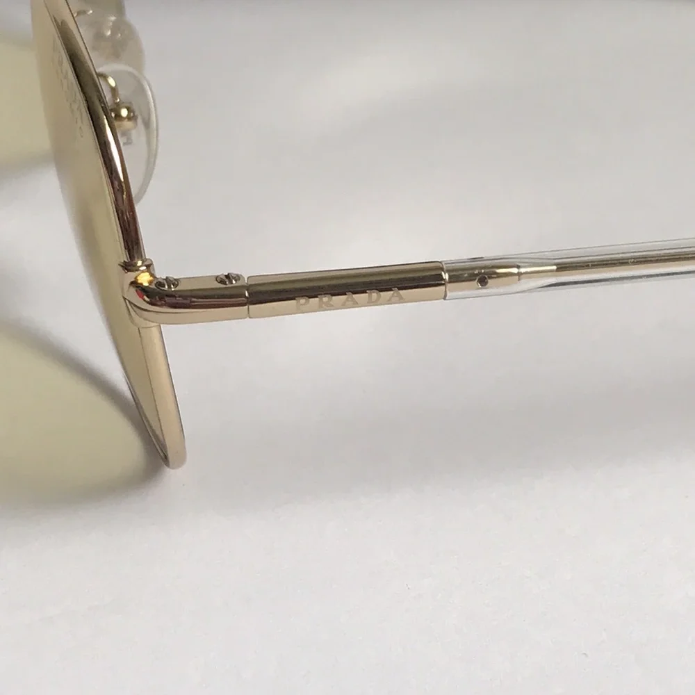New Authentic PRADA SPR66X – ZVN01F Aviator Sunglasses - Yellow Lenses